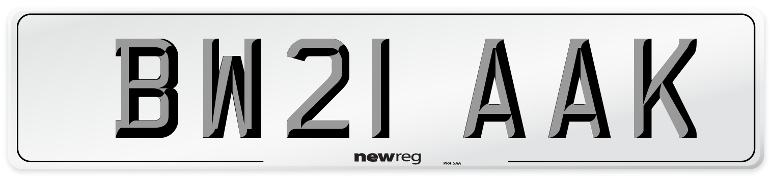 BW21 AAK Number Plate from New Reg